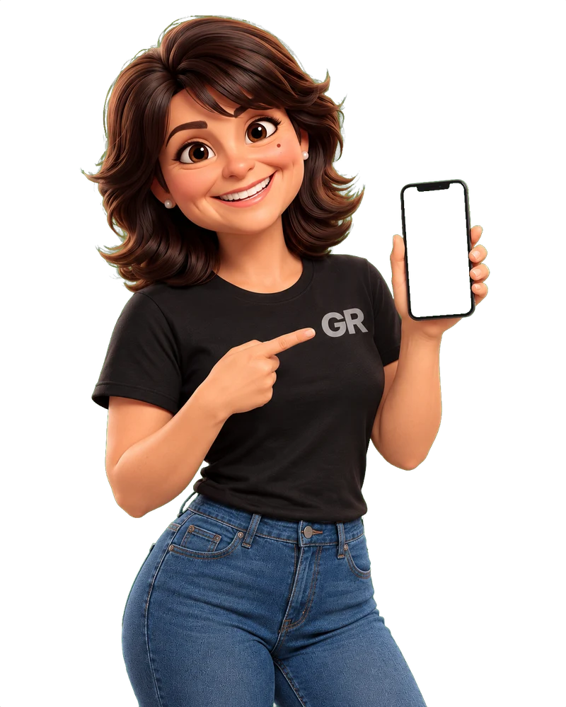 Marta, la asistente virtual de Grupo Rigo, mostrando el celular